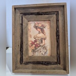 Vintage Style Art Print with Detailed Wooden Frame